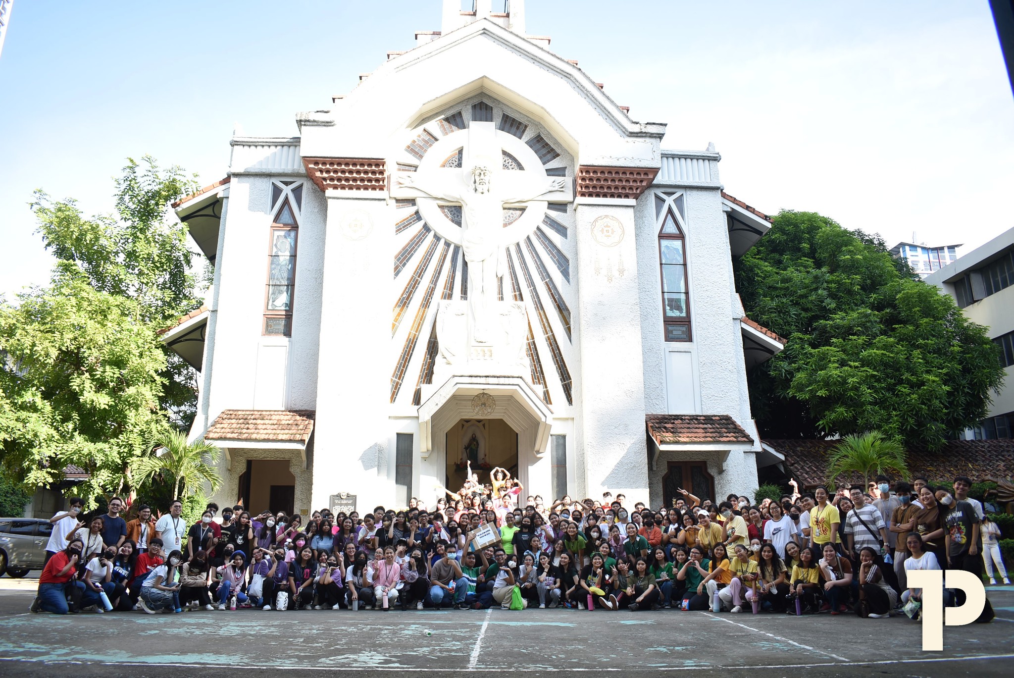 SHS Students after their PAULarong Pinoy in front of the Chapel of the Crucified Christ